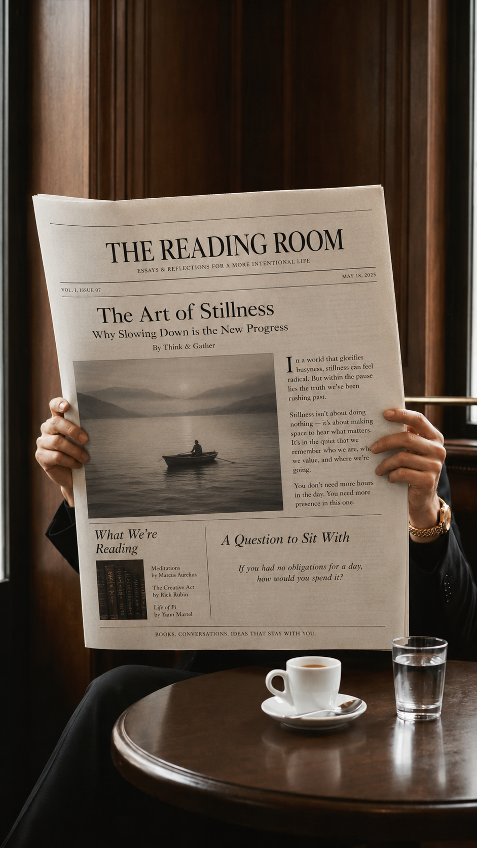 Think & Gather Reading Room newspaper